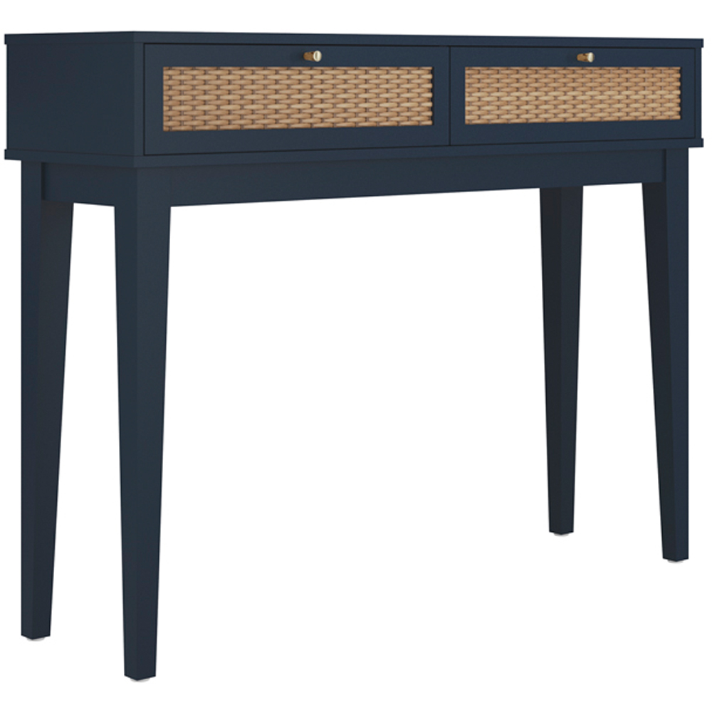 Bordeaux 2 Drawer Blue Rattan Dressing Table Image 3