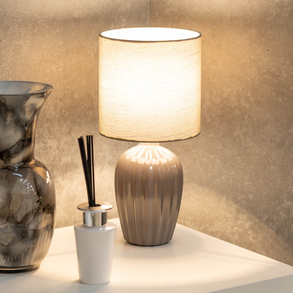 ValueLights Carbone Grey Shade Ceramic LED Table Lamp Image 4