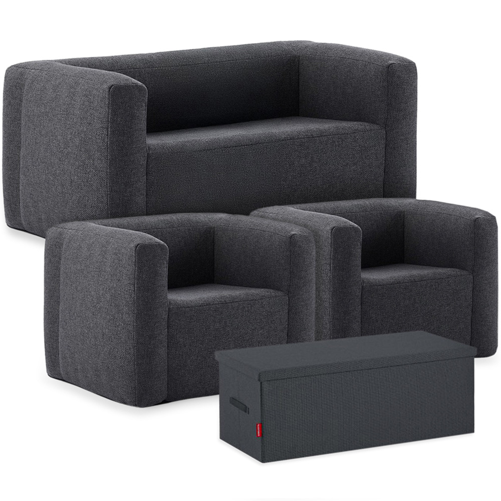 Wave Spas 4 Seater Dark Grey Inflatable Flocked Sofa and Chair Set Image 2