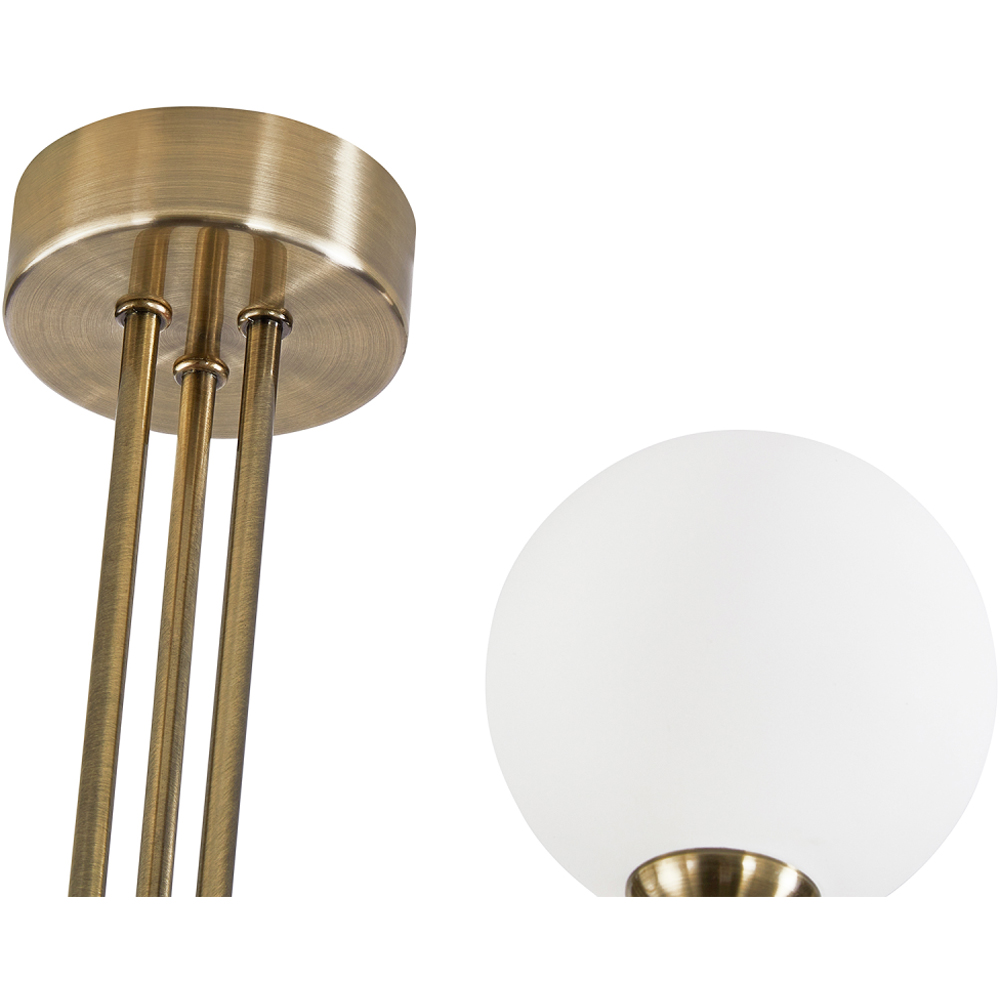 Happy Homewares Antique Brass Ceiling Light with Opal White Globe Glass Shade Image 5