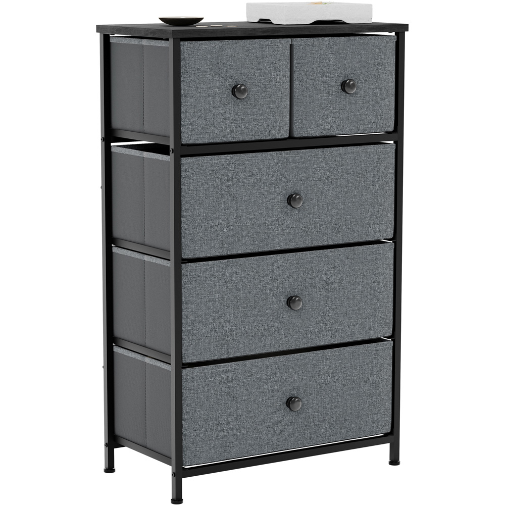 Vida Designs Chorley 5 Drawer Grey and Black Fabric Chest of Drawer Image 2