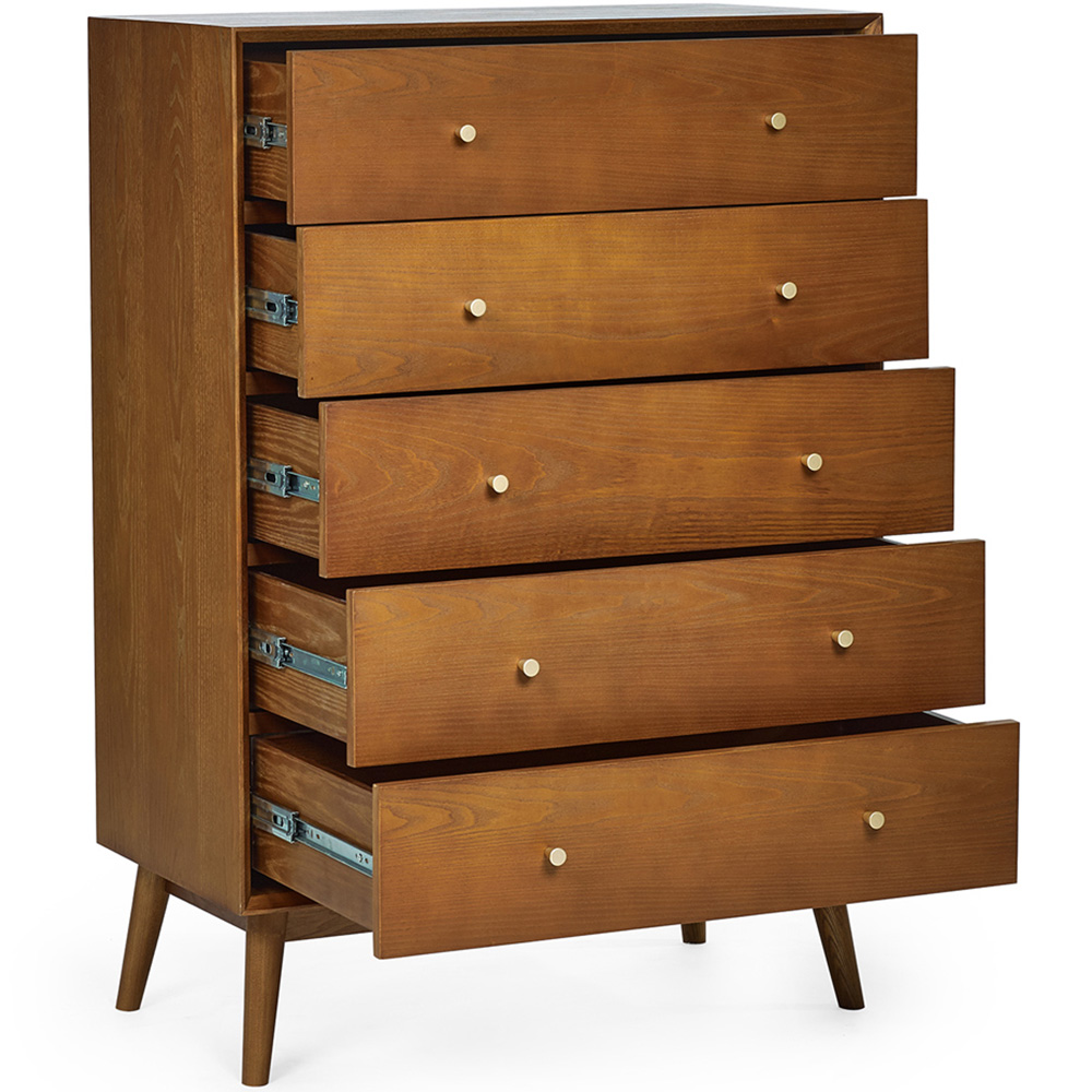 Julian Bowen Lowry 5 Drawer Cherry Ash Chest of Drawers Image 5