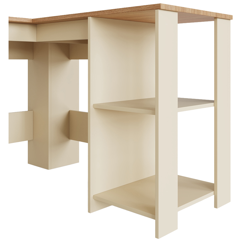 GFW Lancaster 2 Shelf Corner Computer Desk Cream Image 4