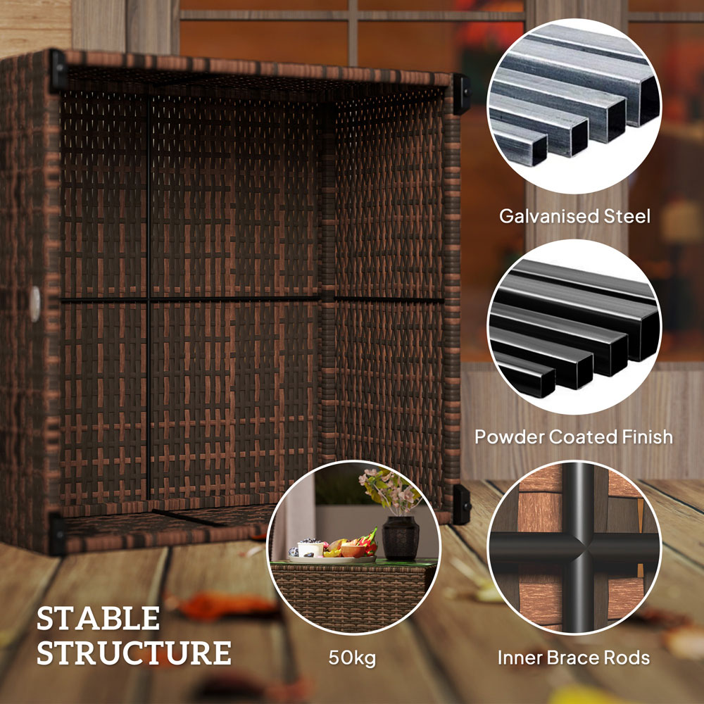 Outsunny Brown Rattan Outdoor Coffee Table Image 7