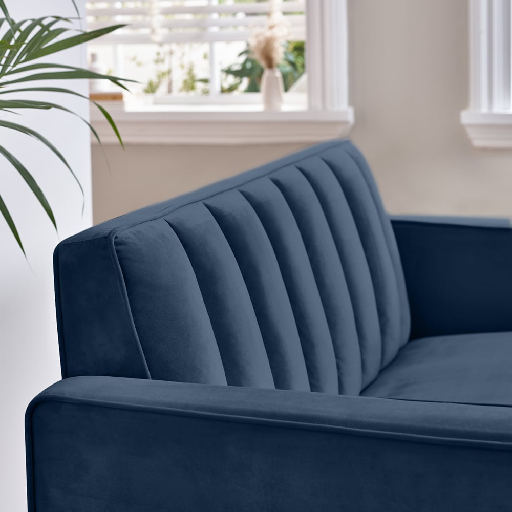 Furniturebox Kody 2 Seater Midnight Blue Velvet Sofa Image 4