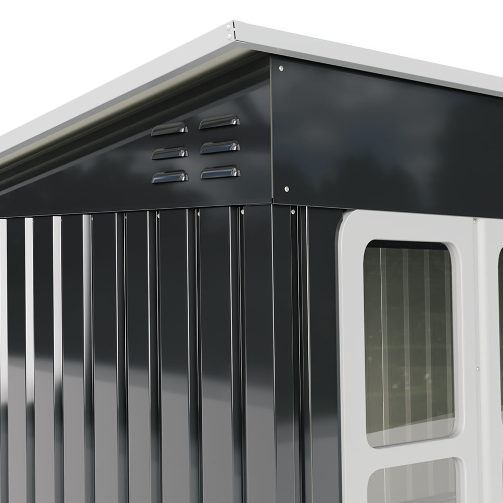 Living and Home 7 x 4ft Black Galvanised Metal Storage Shed with Window Image 7