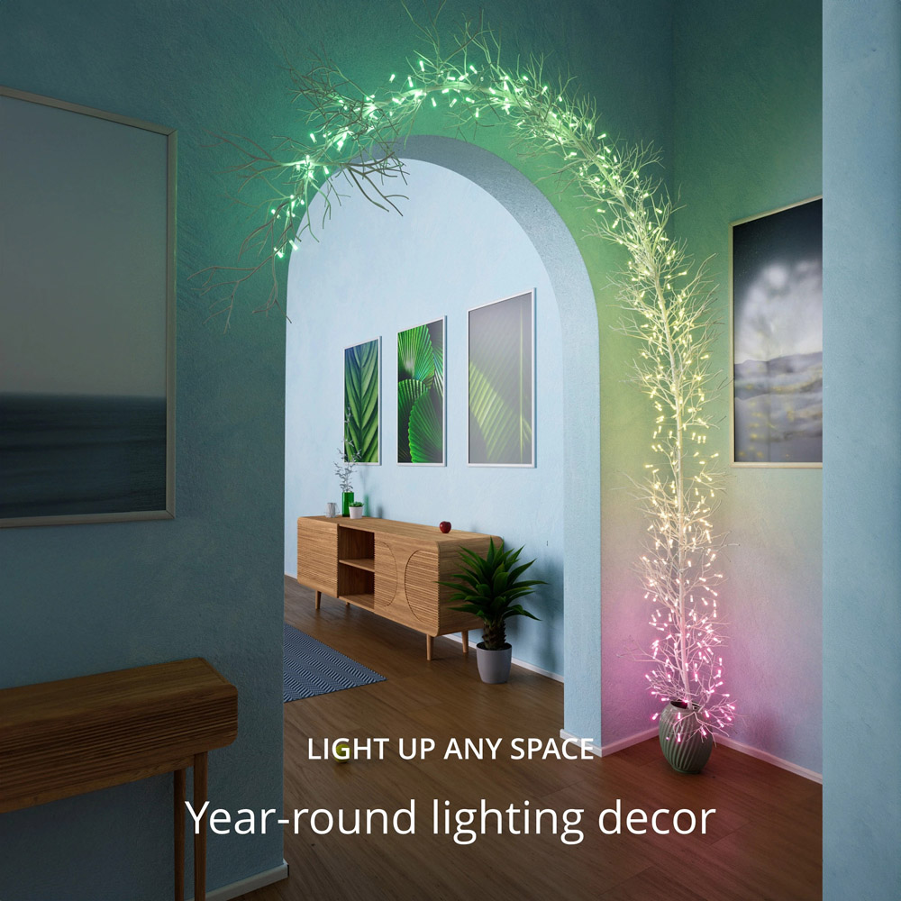 Twinkly 200 RGB Christmas Candle Shaped LED Smart Green Cable USB String Light 12m Image 9