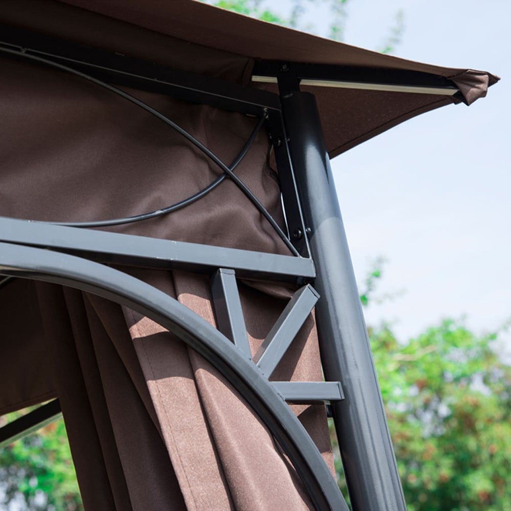 3x3m Gazebo Metal Brown Image 7