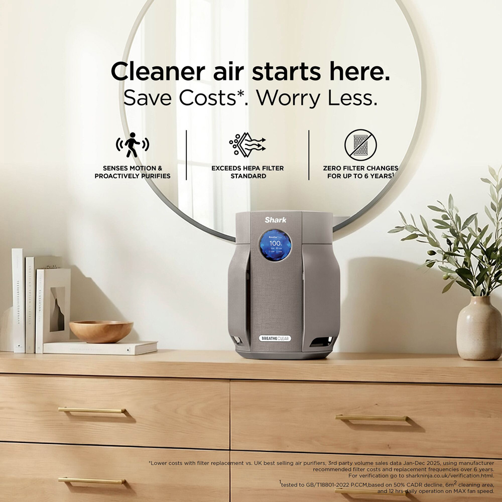 Shark BreatheClear HP062UKSD Dune Compact Air Purifier with NeverChange6 20W Image 3