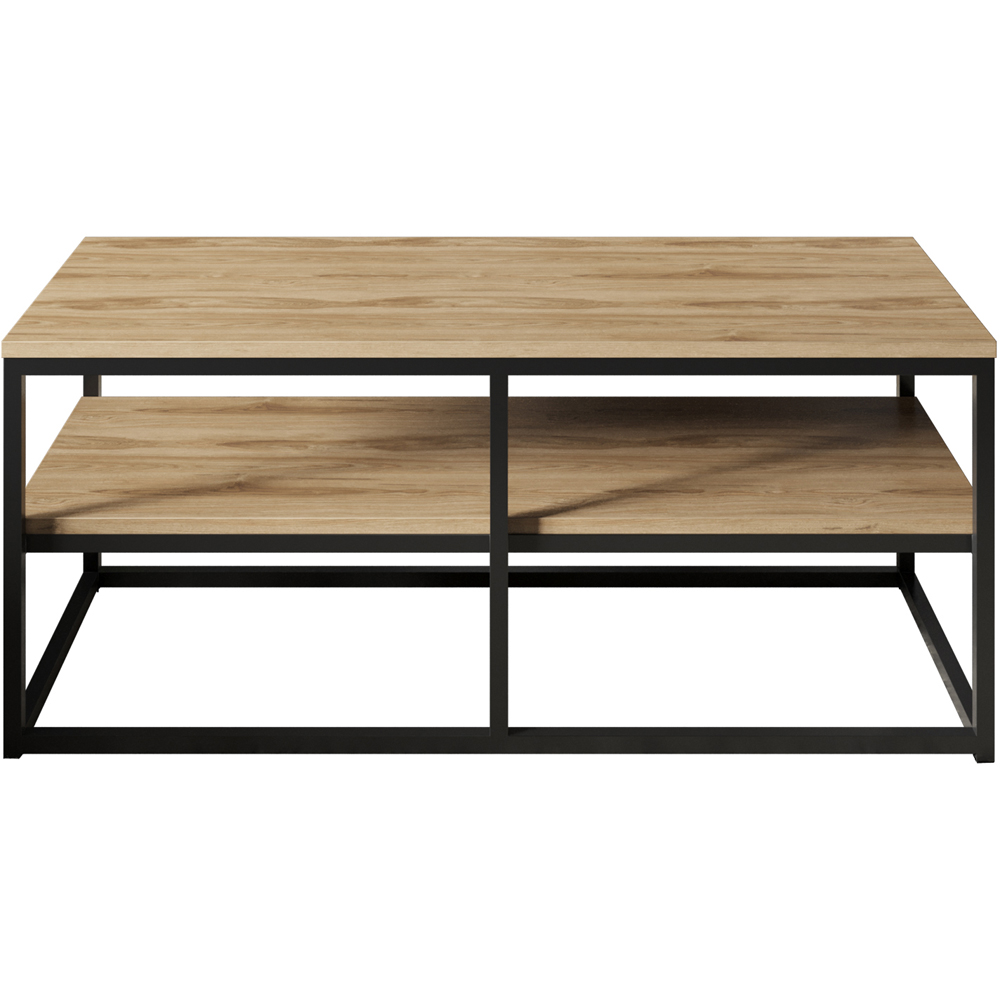 Decorotika Forteus Single Shelf White Marble Effect Oud Black Modern Coffee Table Image 2