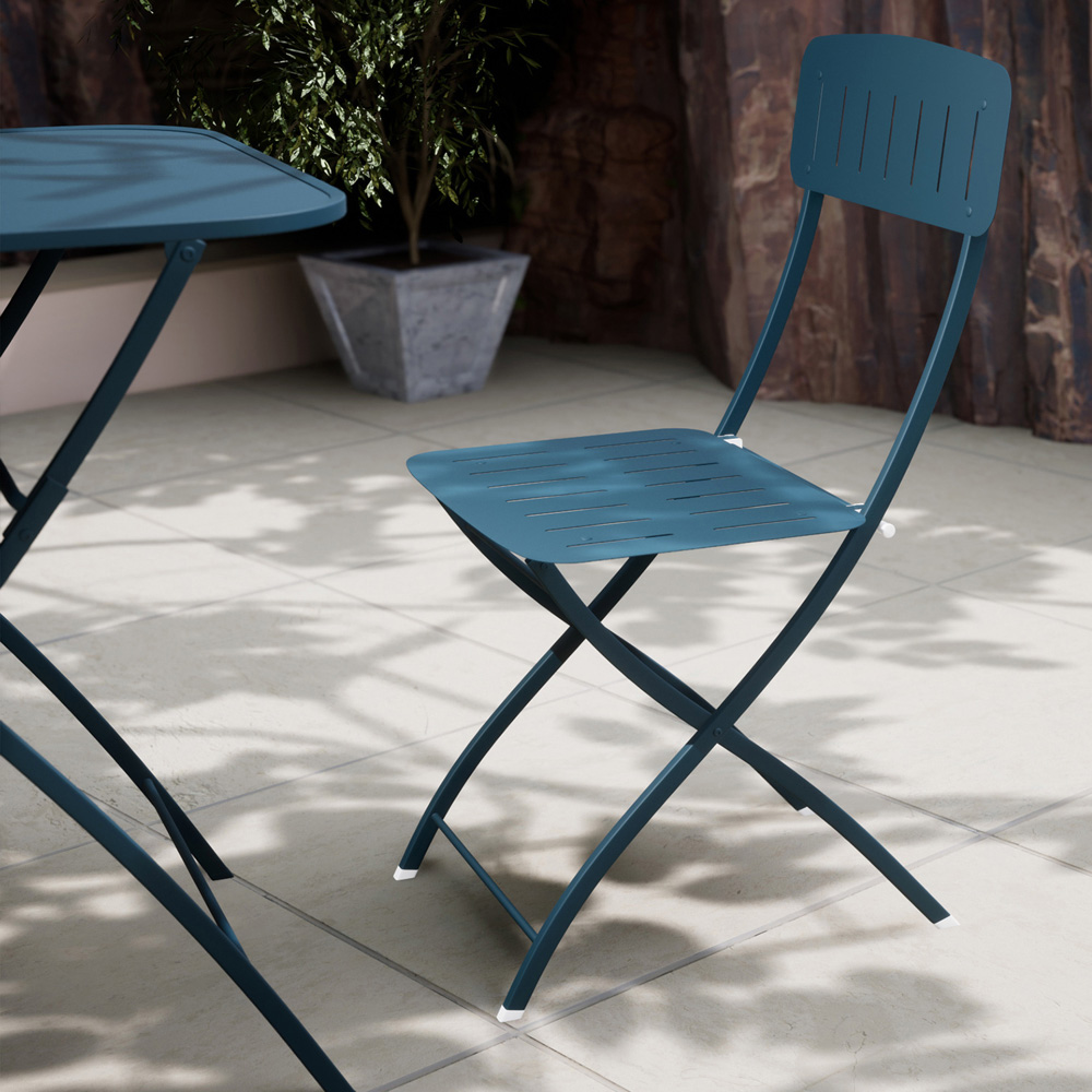 Royalcraft Venice 2 Seater Caribbean Blue Square Folding Bistro Set Image 3