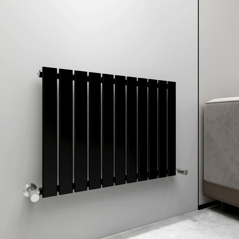 Black 2396 BTU Single Flat Panel Vertical Column Radiator 600 x 748mm Image 2