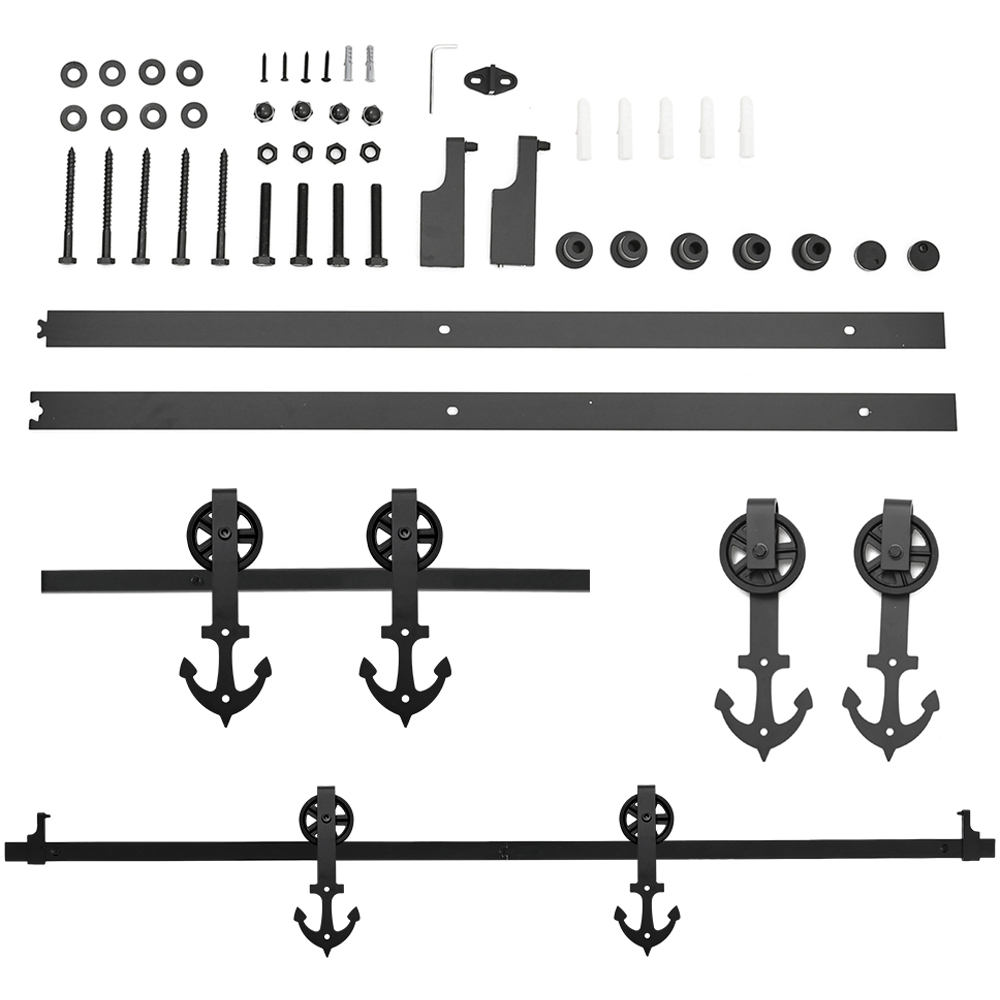 Living and Home Rustic Anchor Shaped Barn Door Hardware Kit 1.83m Image 2