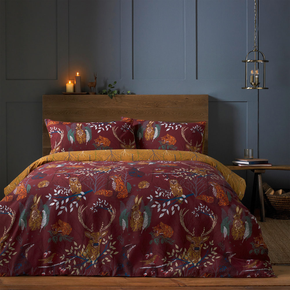 furn. Forest Fauna Double Rust Duvet Set Image 1