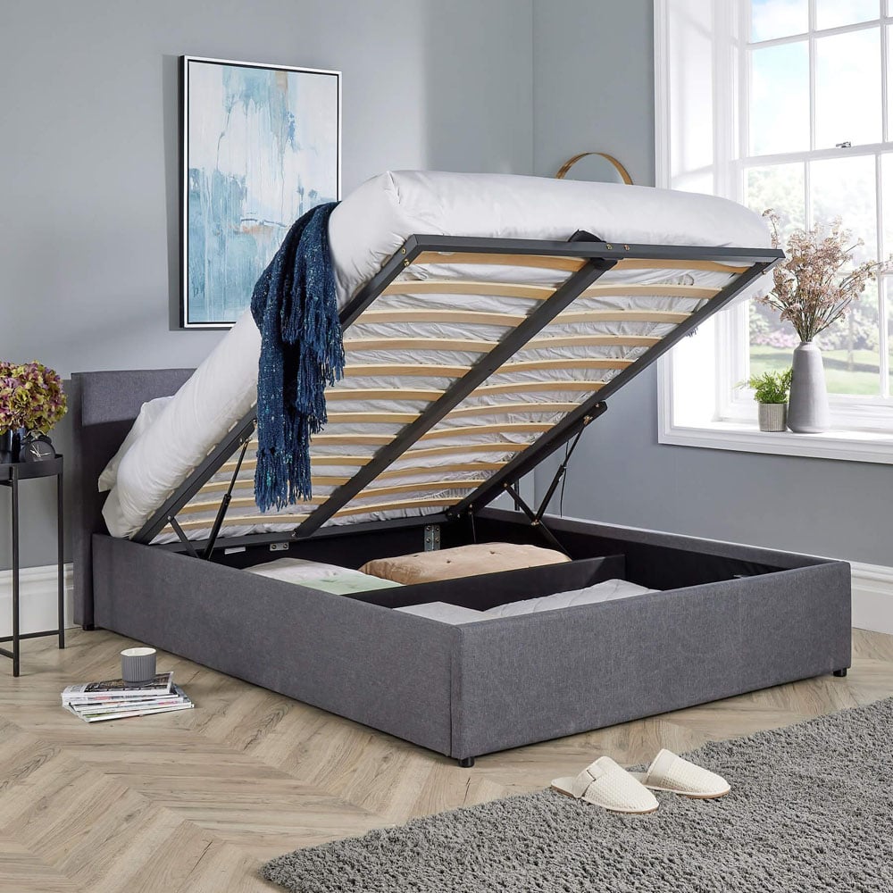 Home Source Endura Small Double Hopsack Fabric Ottoman Bed Image 5