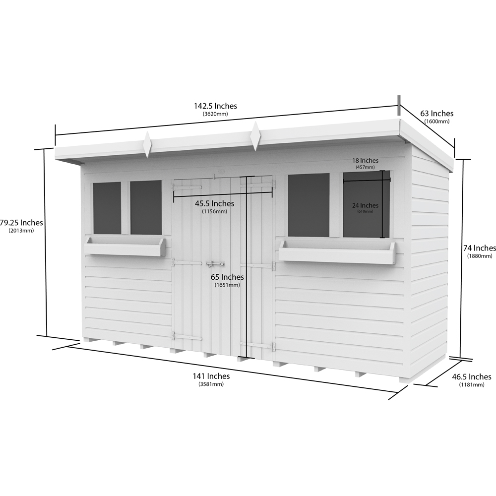 DIY Sheds 12 x 4ft Tongue and Groove Timber Pent Summer Garden Shed Image 8