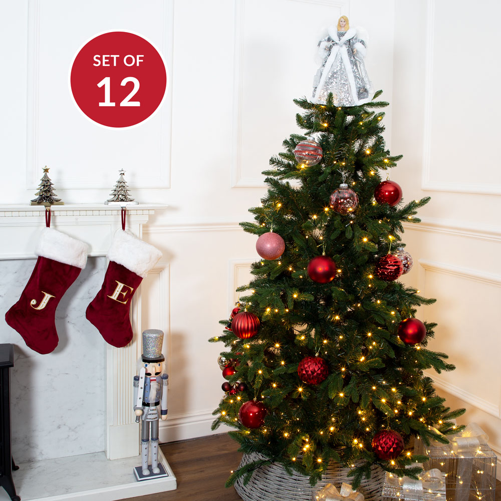 The Christmas Workshop Red Shatterproof Bauble 12 Pack Image 8