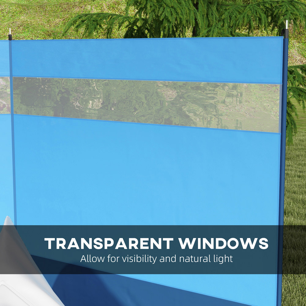 Outsunny Blue Camping Windbreak with Clear Windows and Carry Bag 4.4 x 1.4m Image 7