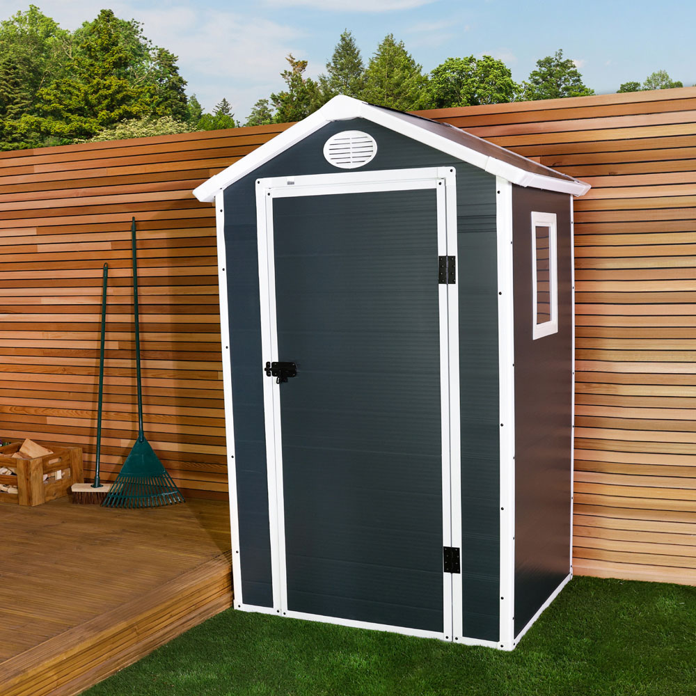 Charles Bentley 4.4 x 3.4ft Grey Plastic Garden Shed Image 2