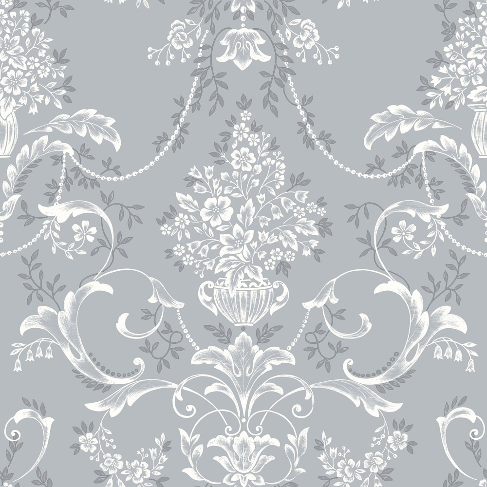 Holden Decor Amelie Damask Dusky Blue Wallpaper Image 1