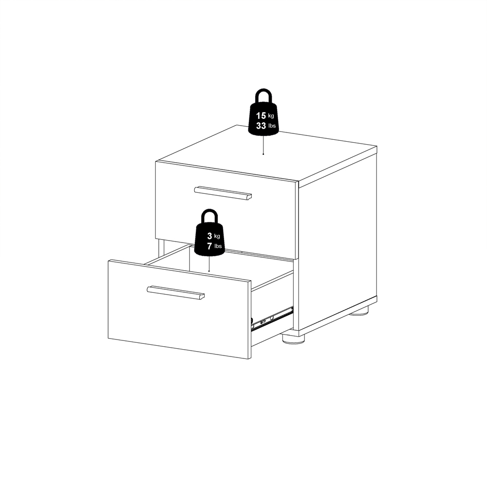 Florence 2 Drawer Oak Bedside Table Image 7