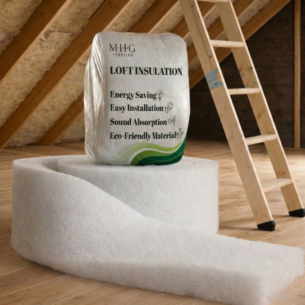 MHG Textiles White Eco Polyester Loft Insulation Roll 5m x 370 x 50mm Image 2