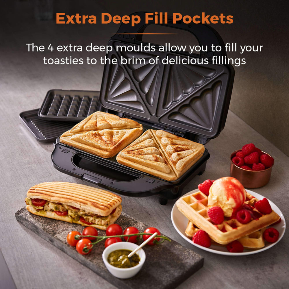 Tower 3 in 1 Silver Deep Fill Sandwich Maker Image 4