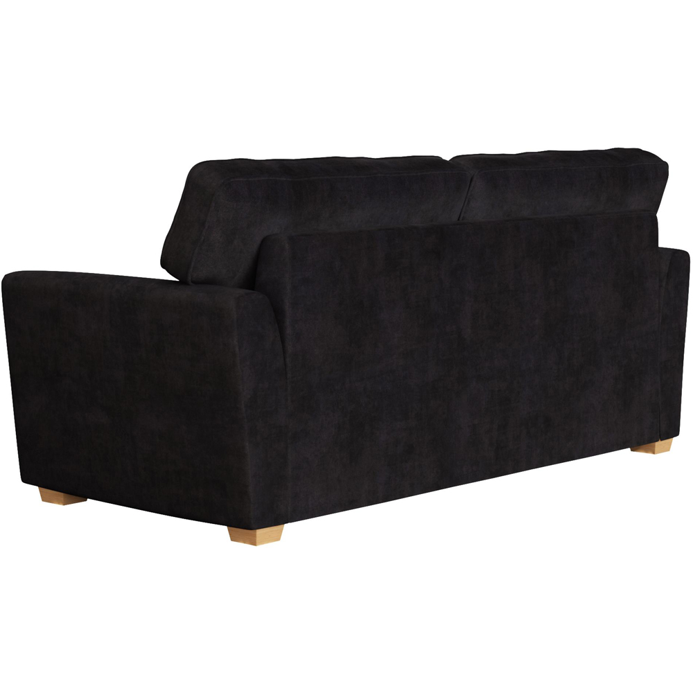 Wendleberry 3 Seater Ebony Plush Velvet Fixed Back Sofa Image 4