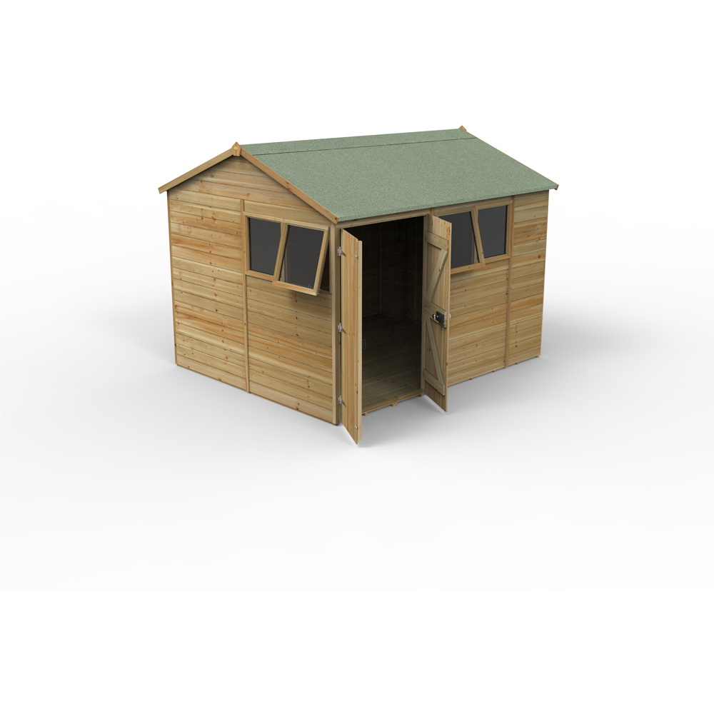 Forest Garden Timberdale 10 x 8ft 2 Opening Tongue and Groove Reverse Apex Garden Shed Image 3