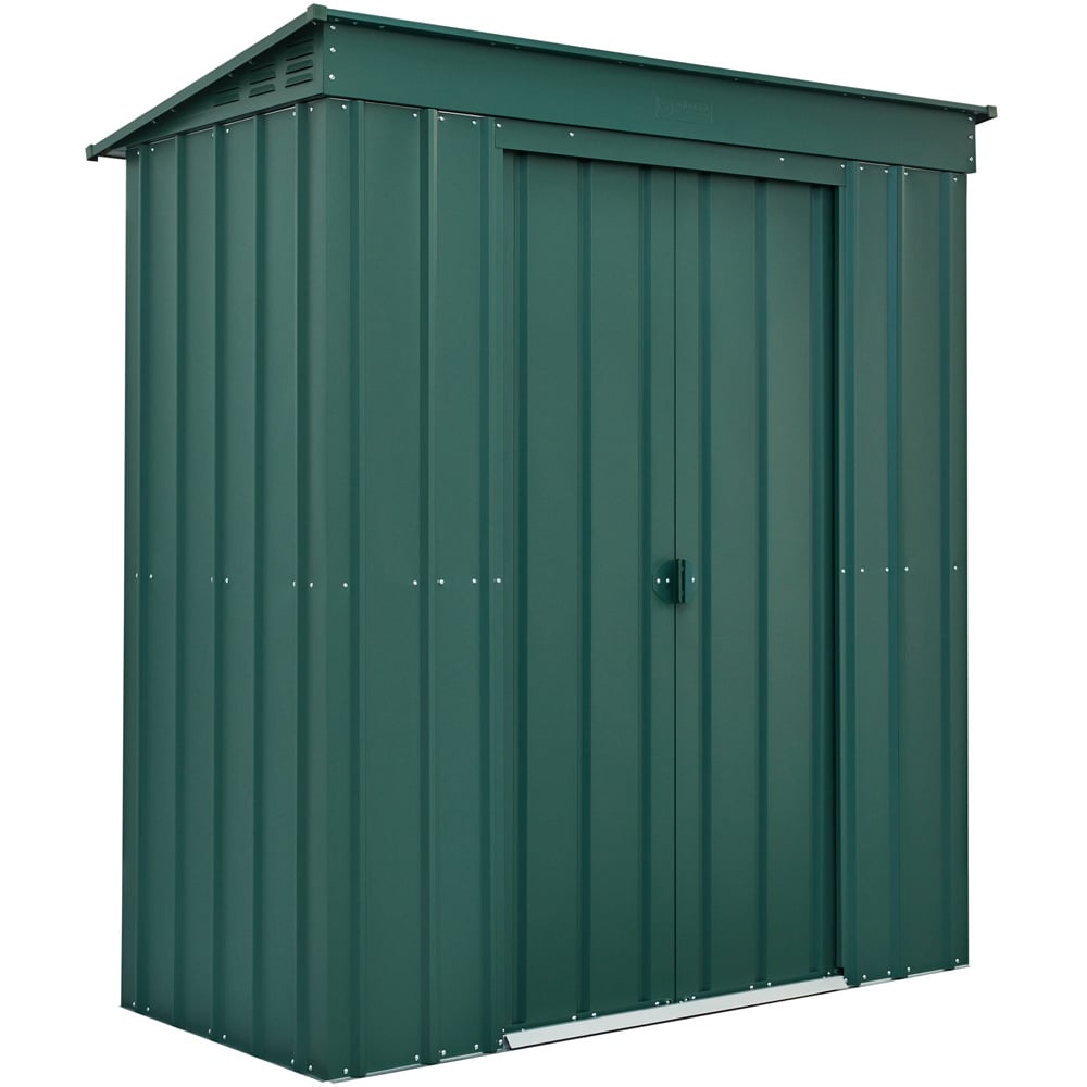 Globel 6 x 3ft 2 Door Green Metal Pent Garden Shed Image 1