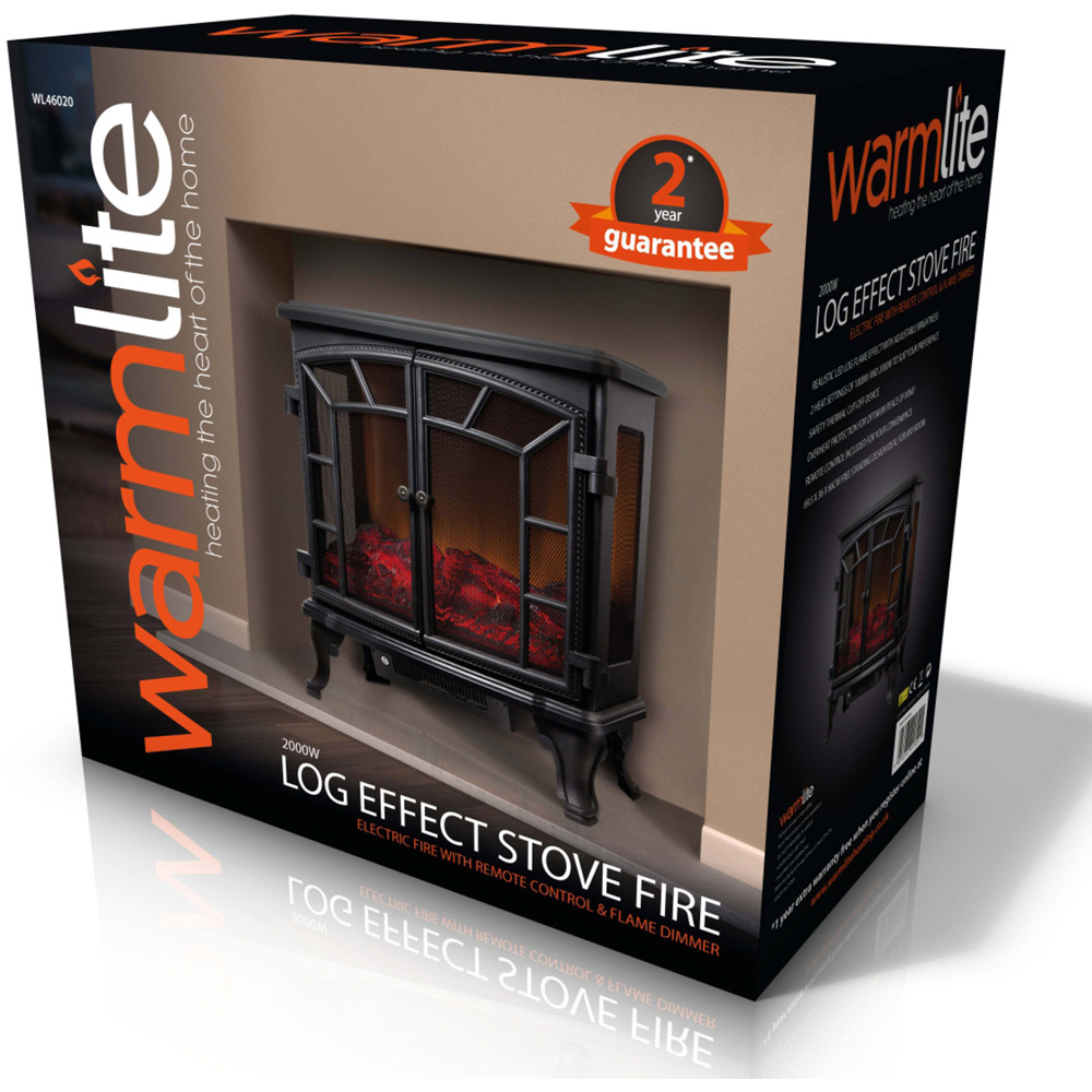 Warmlite Rochester Black Cast Effect Stove Fire with Remote Control 2000W 12 inch Image 3