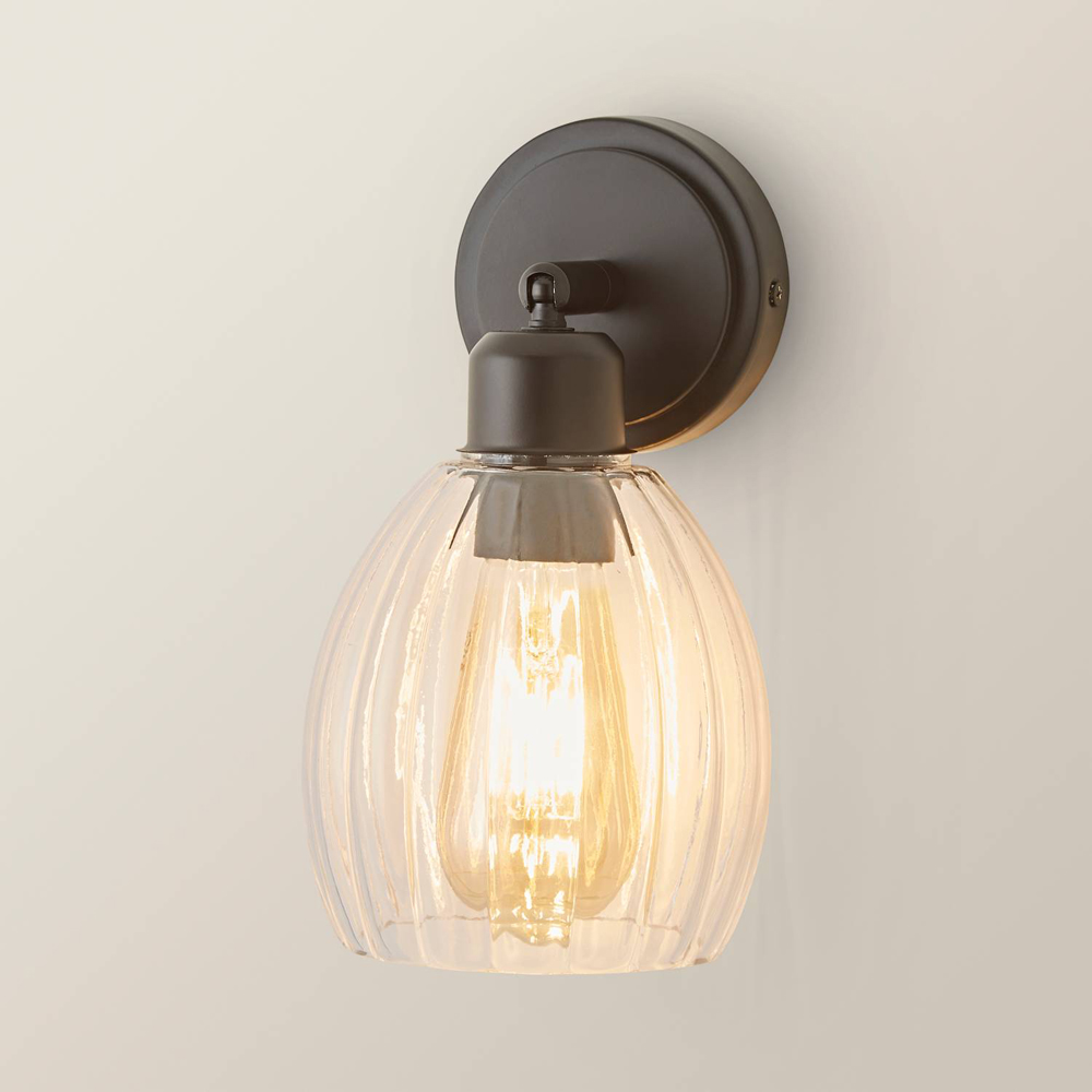 ValueLights Cheltenham Ribbed Shade Matte Black Adjustable Wall Spotlights with Bulbs 2 Pack Image 6