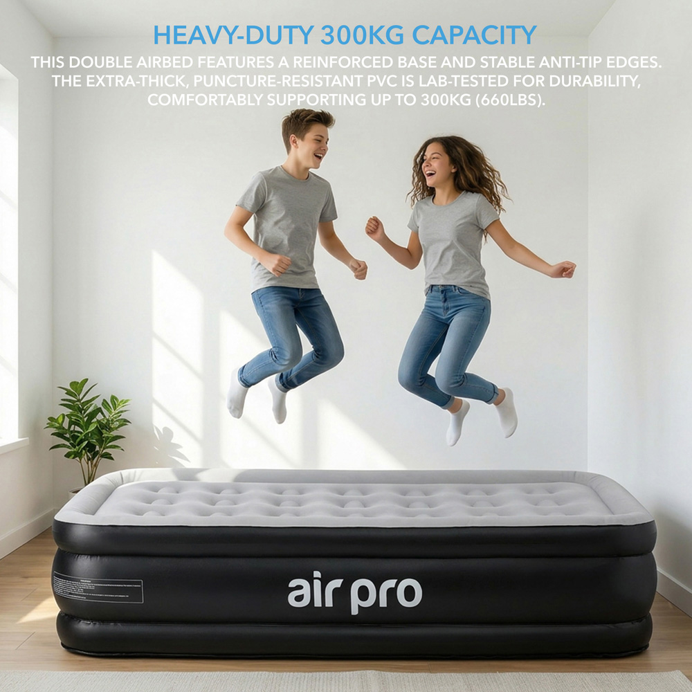 Air Pro Black Single Inflatable Air Mattress with Built-in Electric Pump and Repair Patch Image 6