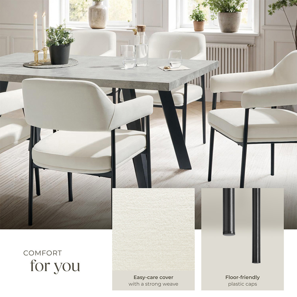 tectake Doe Set of 2 Woven Fabric Armchair with Black Powder Coated Steel Legs Image 8