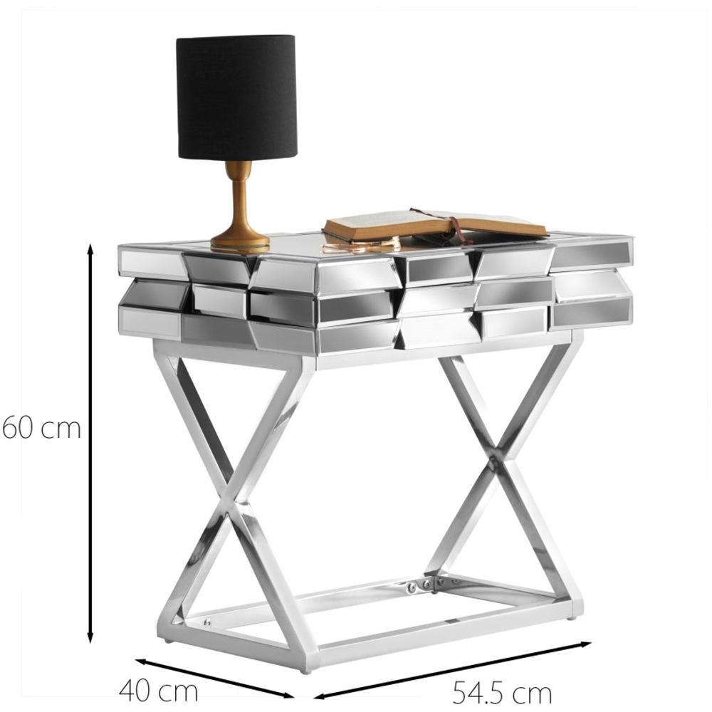 CARME Home Knightsbridge Single Drawer Silver Side Table Image 7