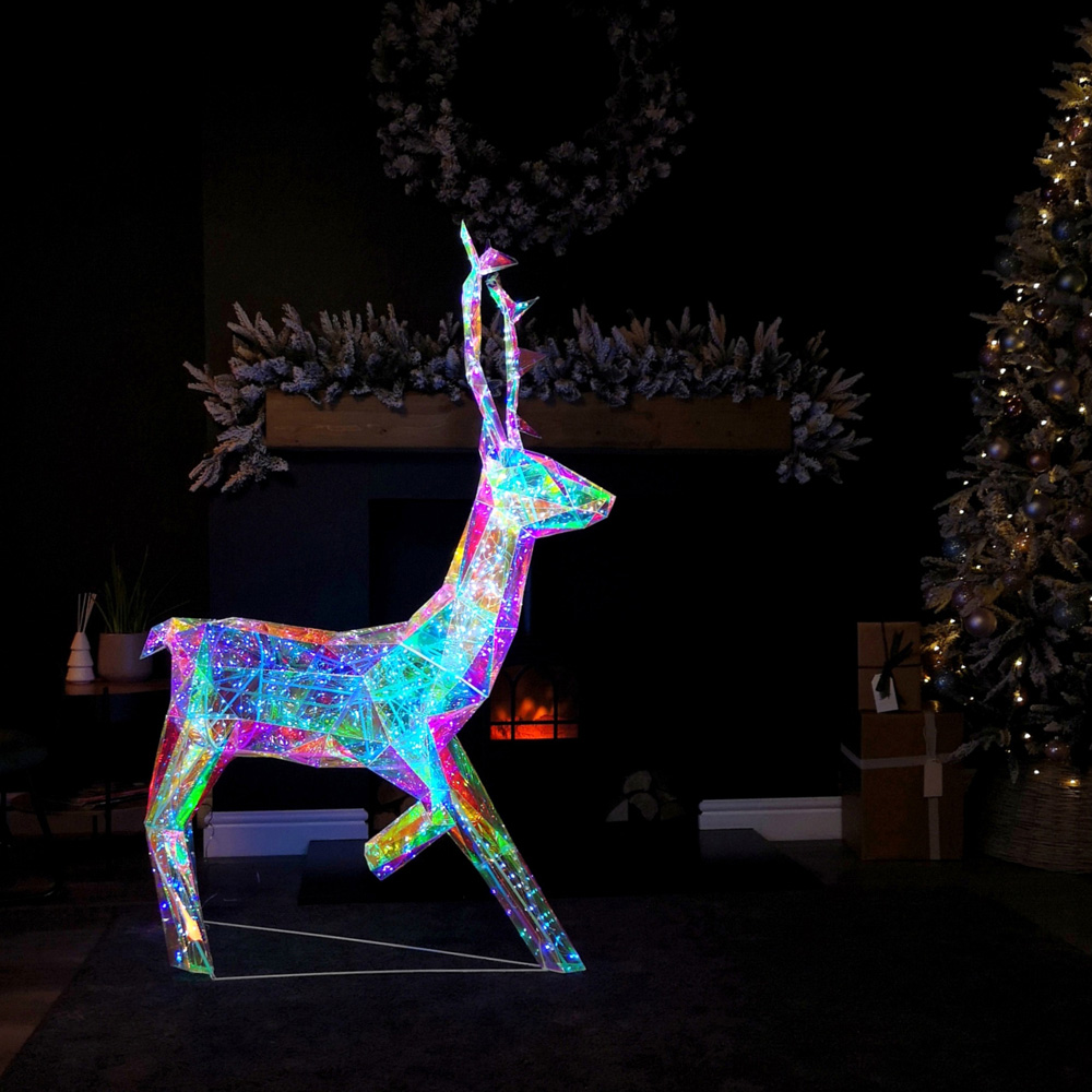Samuel Alexander 600 White LED Standing Iridescent Stag Christmas Decoration 5ft Image 3