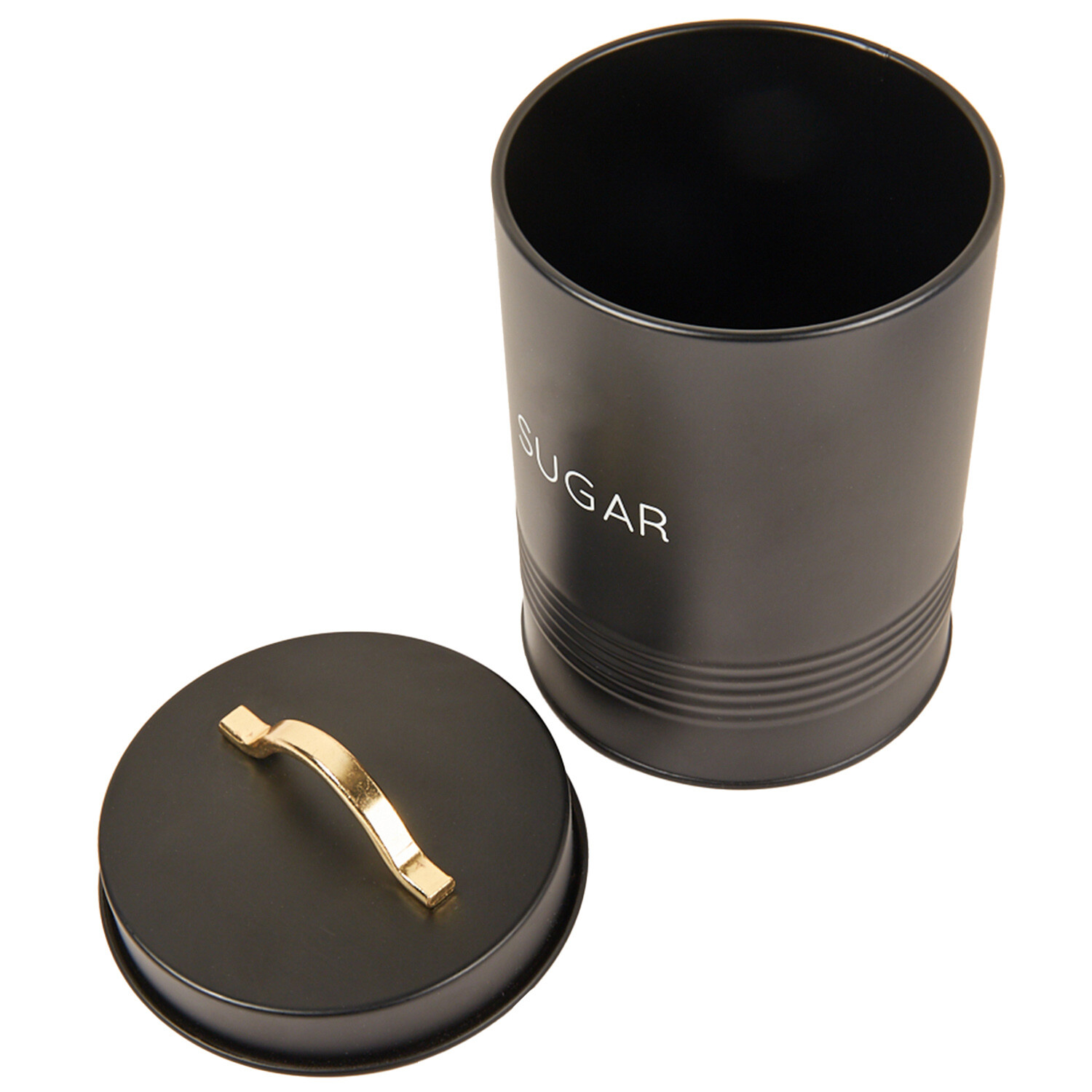 Ribbed Canister Bin - Black / Sugar Image 4