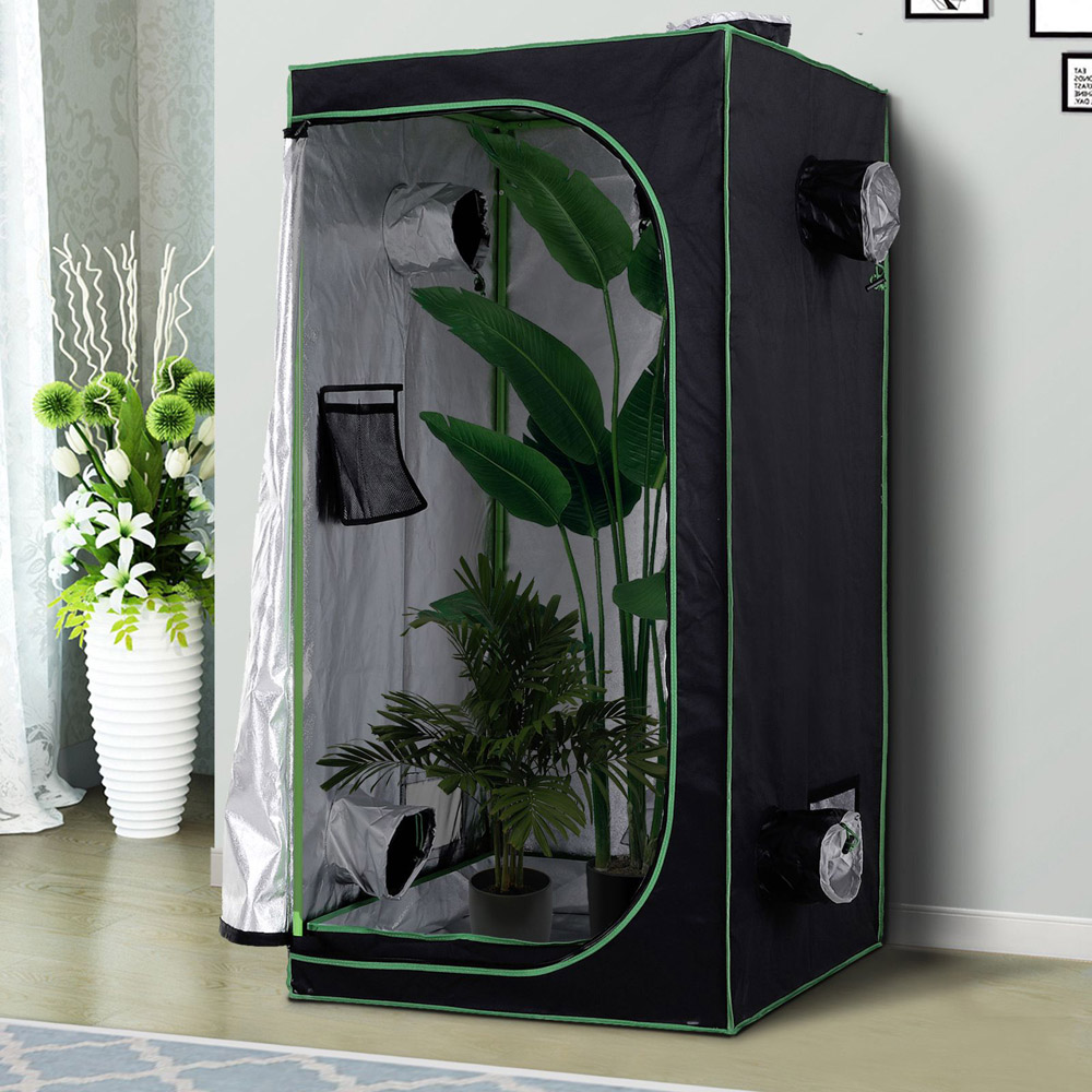Outsunny Black and Green Hydroponic 2.6 x 5.2ft Plant Grow Tent Image 2