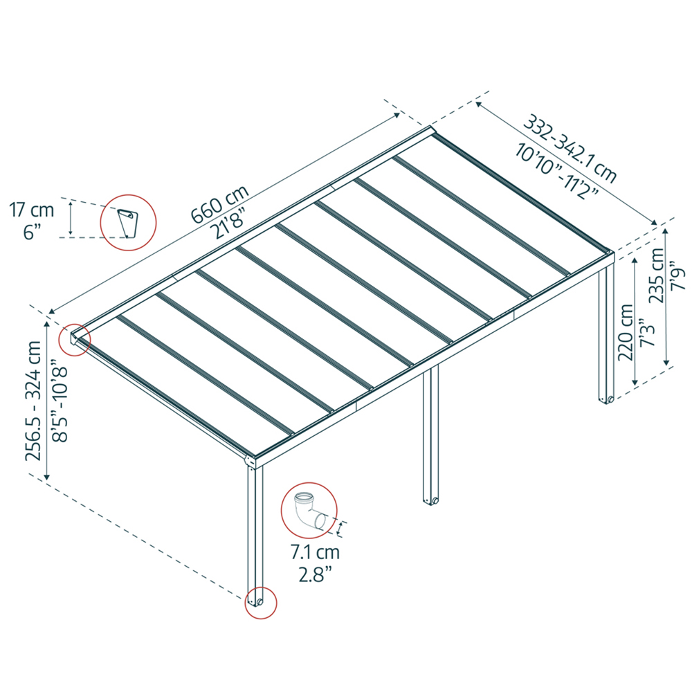 Palram Canopia Stockholm Grey and Clear 3.4 x 6.6m Patio Cover Image 4