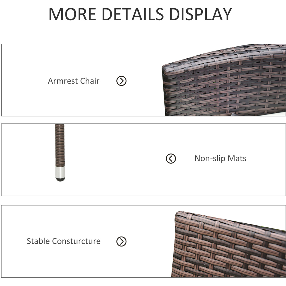 Outsunny Cushioned Outdoor Rattan Chair Set of 4 Image 5