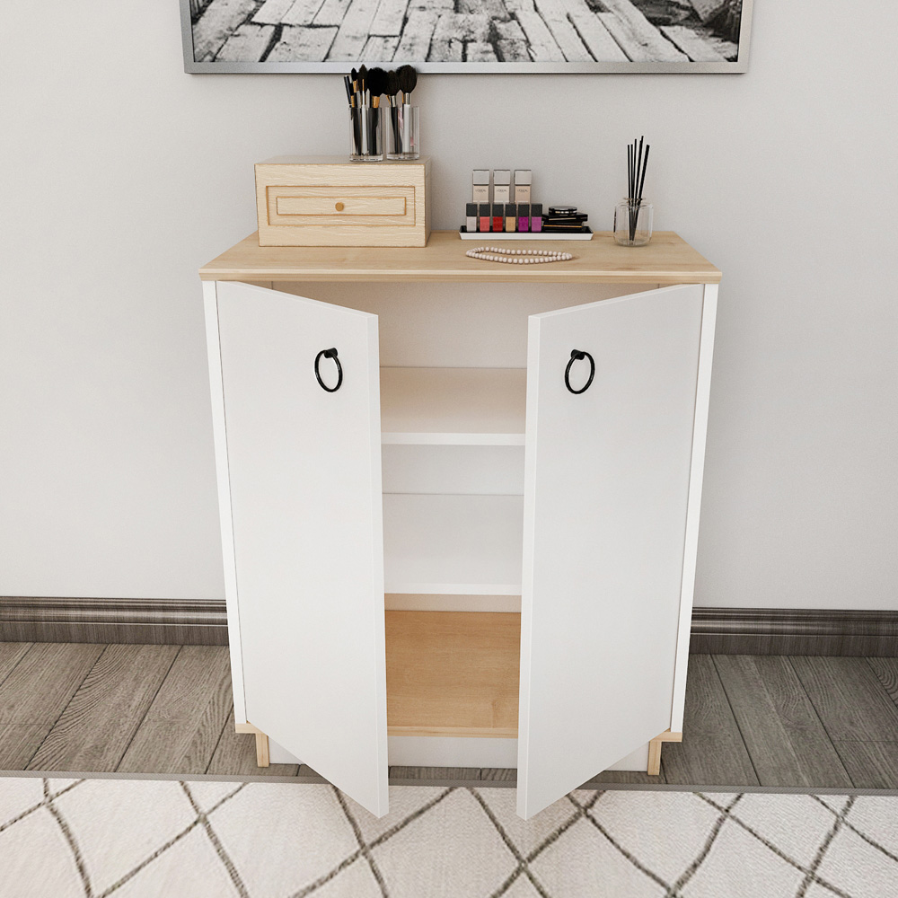 Decorotika Nuans 2 Door White and Oak Multipurpose Cabinet Image 5