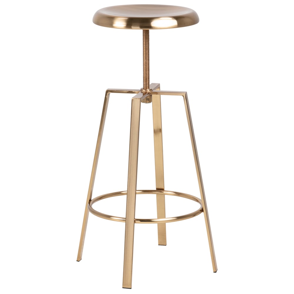 Florence Goose Gold Brushed Steel Height Adjustable Bar Stool Image 4