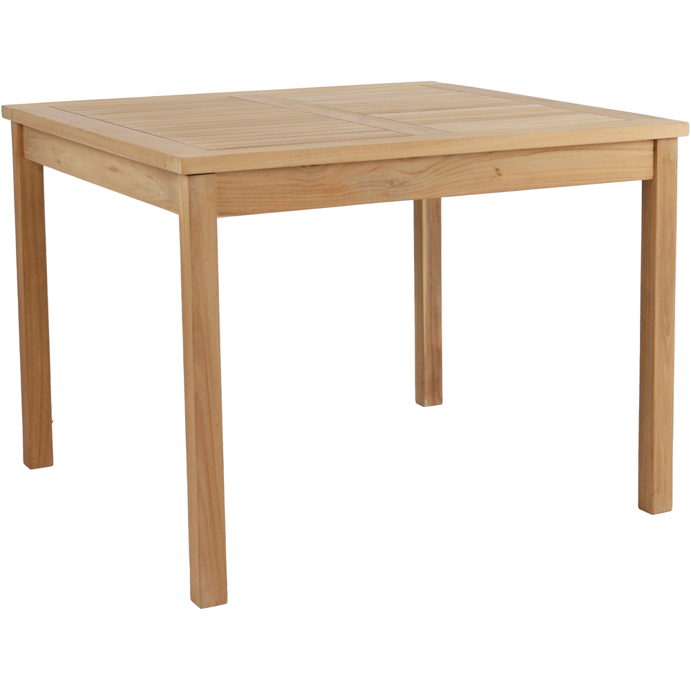 Charles Bentley 4 Seater Teak Wood Square Slatted Garden Dining Table Image 2
