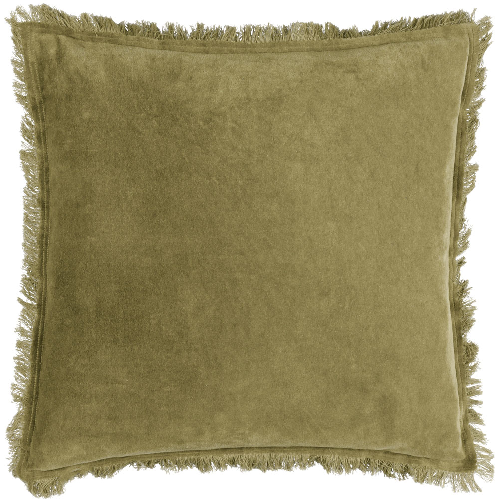 Yard Jaye Moss Velvet Fringed Cushion Image 1