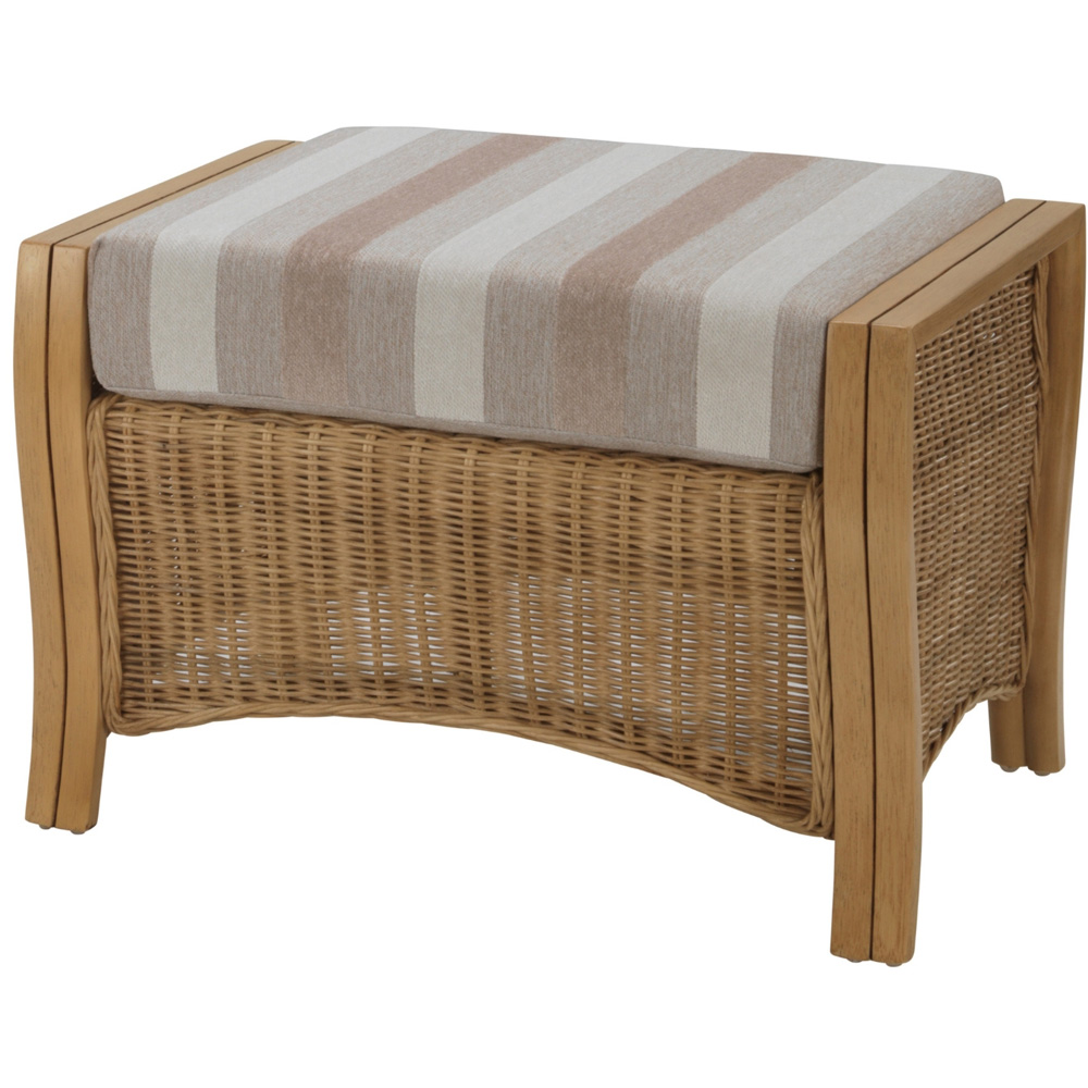 Desser Furniture Opera Light Oak Natural Rattan Duke Beige Stripe Footstool Image 2