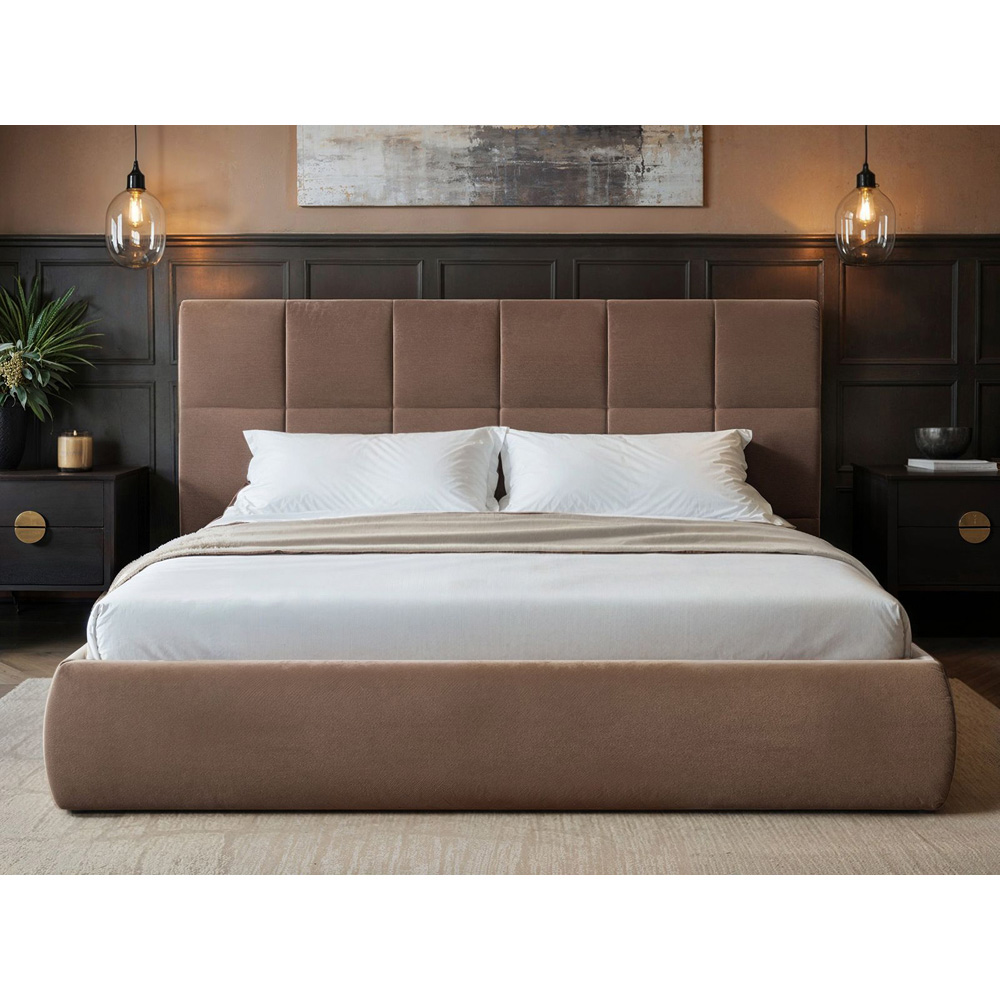 Solace+Co Mika King Size Chocolate Velvet Ottoman Bed Image 4