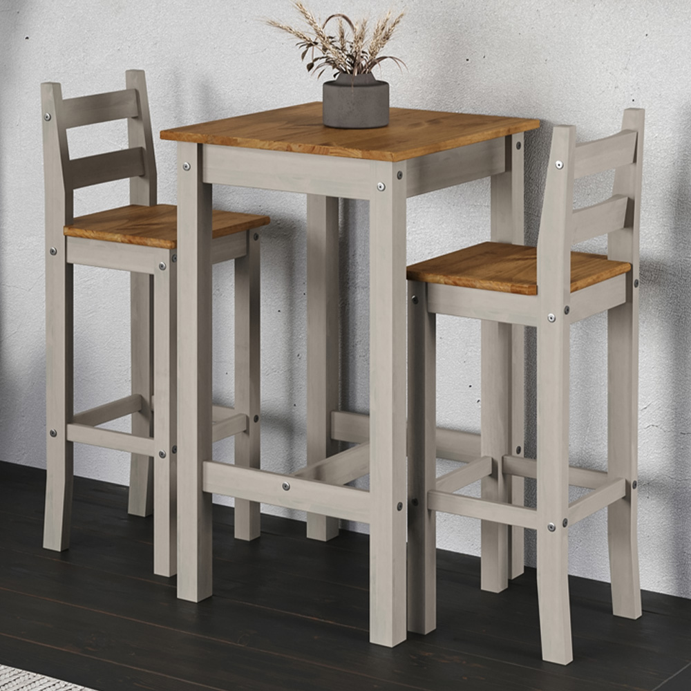 Core Products Corona 2 Seater High Breakfast Table Set Grey Image 1