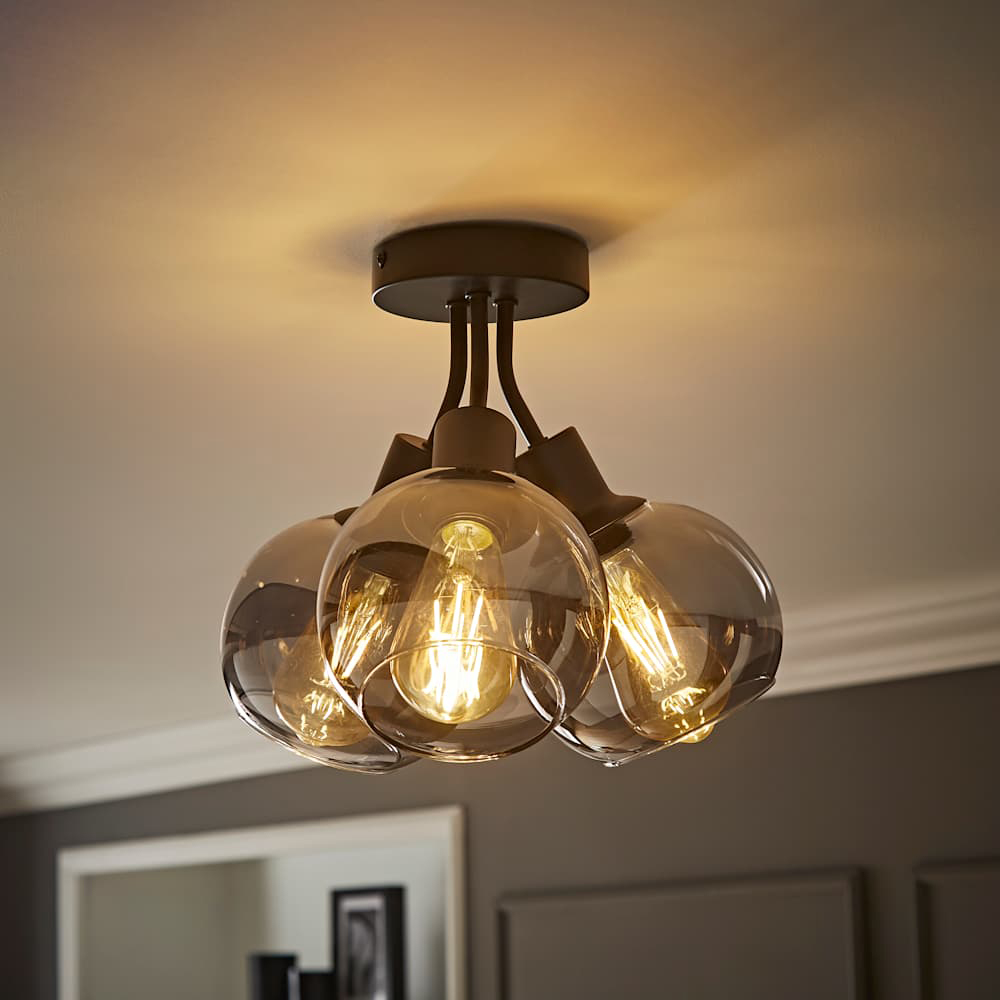 ValueLights Bellamy Matte Black Bubble Cluster Flush Ceiling Light and Bulbs Image 6