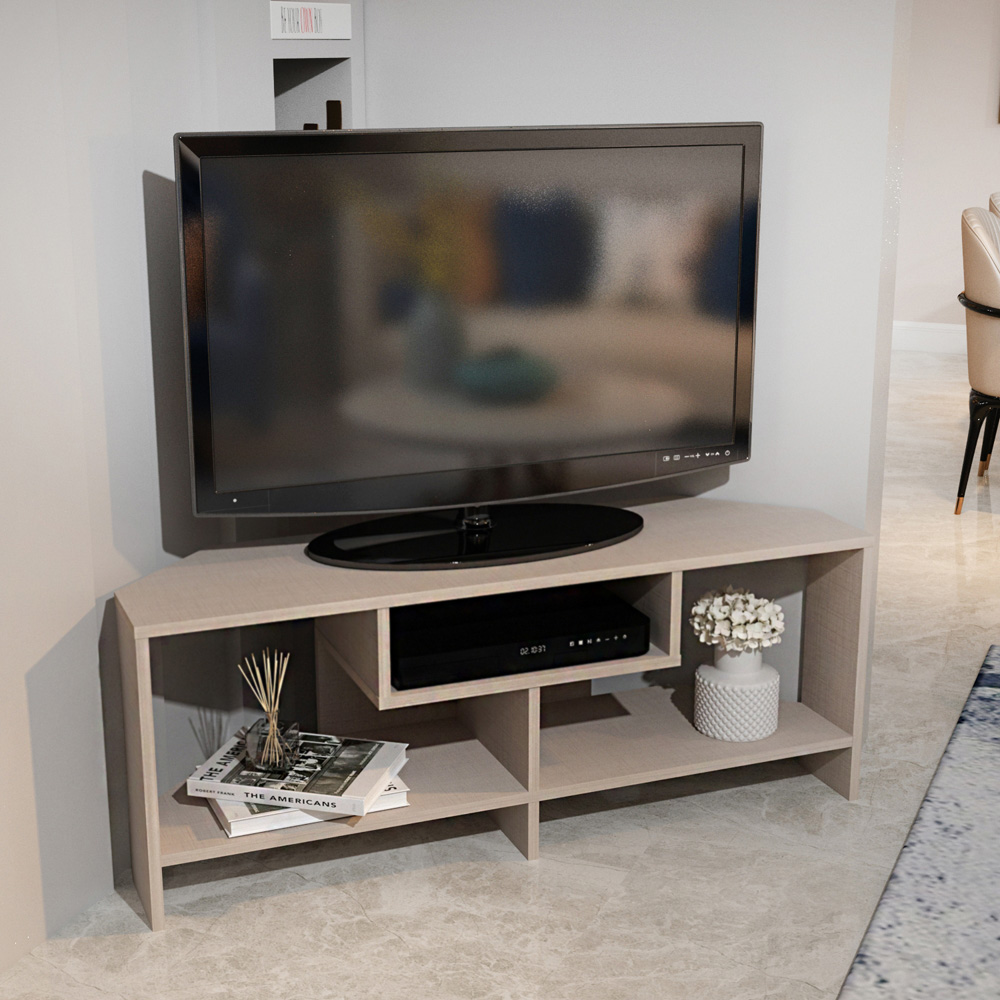 Decorotika Maldives 3 Shelf Beige Corner TV Unit Image 6