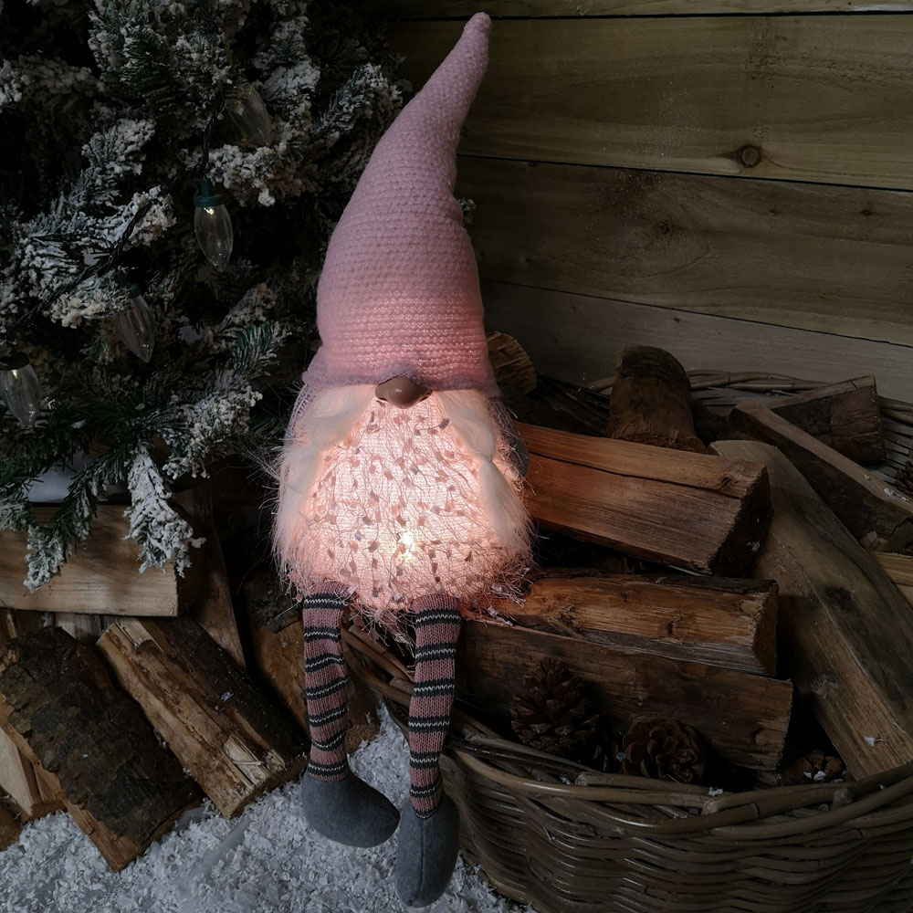Samuel Alexander Sitting Female Gonk with Pink Hat and Dangly Legs LED Christmas Decoration 50cm Image 2